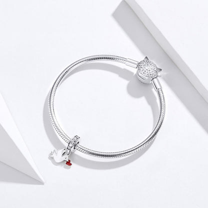 925 Sterling Silver Love Dove Pendant For Diy Bracelet Or Necklace