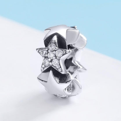 925 Sterling Silver Zircon Inlaid Star Necklace / Bracelet Pendant