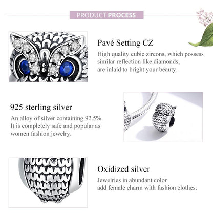 925 Sterling Silver Owl Beads For Diy Bracelets & Necklaces