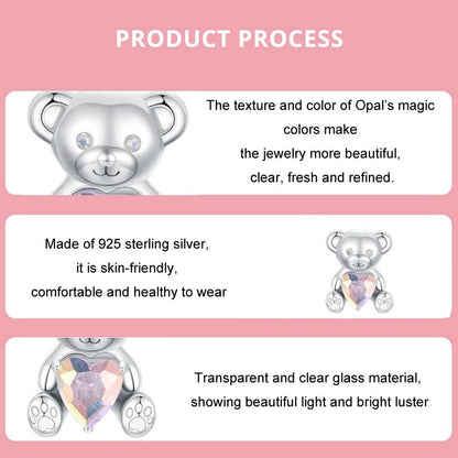 925 Sterling Silver Valentine'S Day Bear Beads