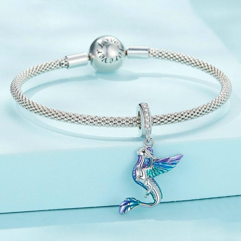 925 Sterling Silver Dragon Bracelet With Zircon Beads