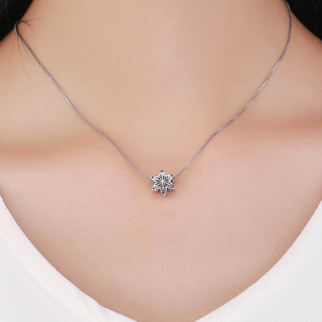 925 Sterling Silver Snowflake Beads For Diy Bracelets & Necklaces