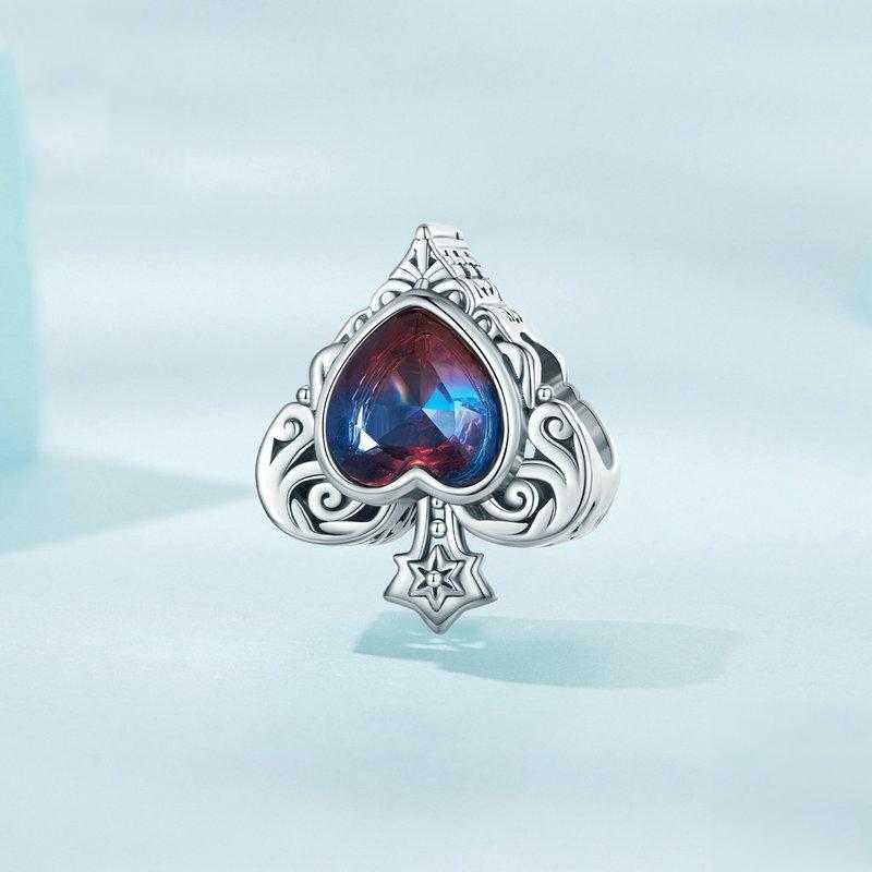 925 Sterling Silver Synthetic Tourmaline Heart Spades Bracelet