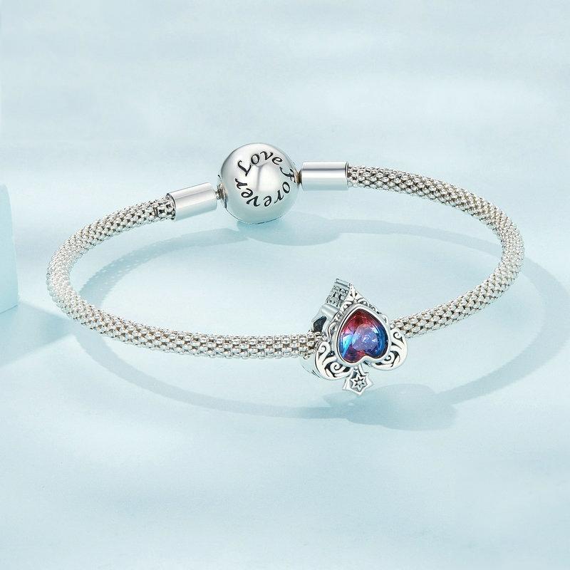 925 Sterling Silver Synthetic Tourmaline Heart Spades Bracelet