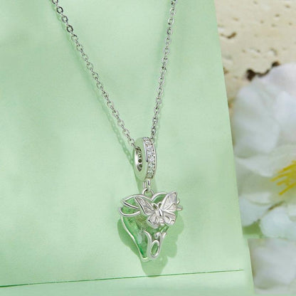 925 Sterling Silver Green Butterfly Pendant For Diy Bracelets