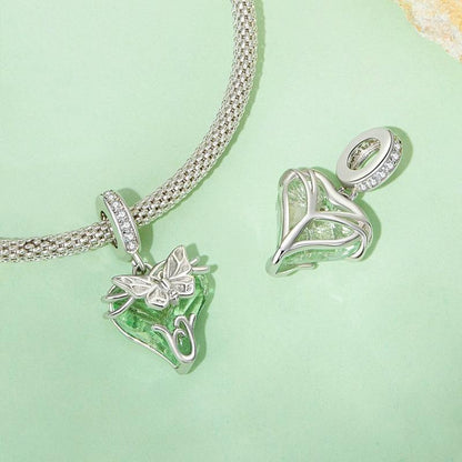 925 Sterling Silver Green Butterfly Pendant For Diy Bracelets