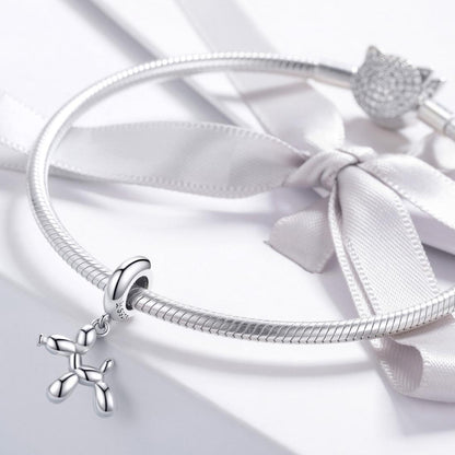 925 Sterling Silver Balloon Dog Charm For Diy Bracelets Style - Bead