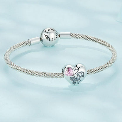 925 Sterling Silver Sisters Love Heart Zircon Bracelet