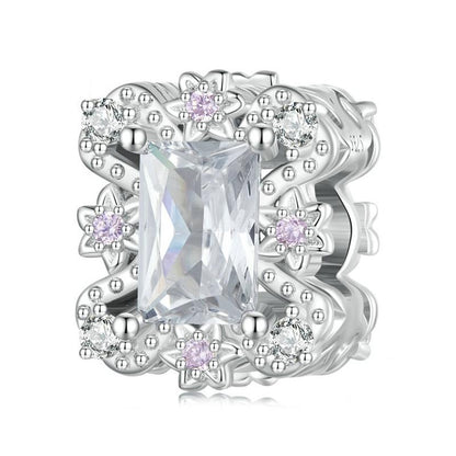 925 Sterling Silver Flower Zirconia Bracelet In Plating