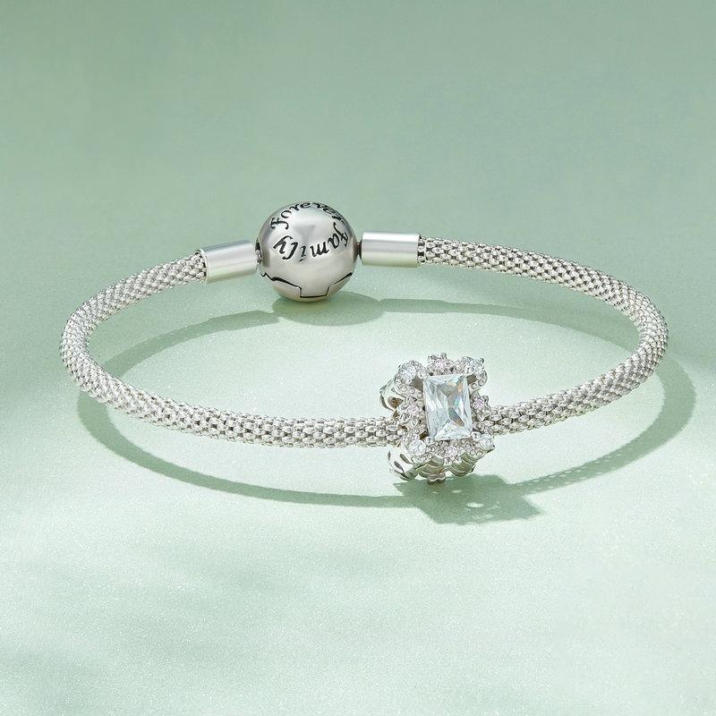 925 Sterling Silver Flower Zirconia Bracelet In Plating