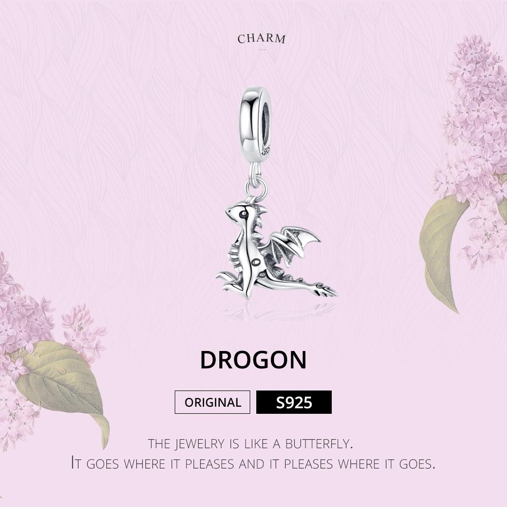 925 Sterling Silver Drogon Dinosaur Charm For Diy Bracelets