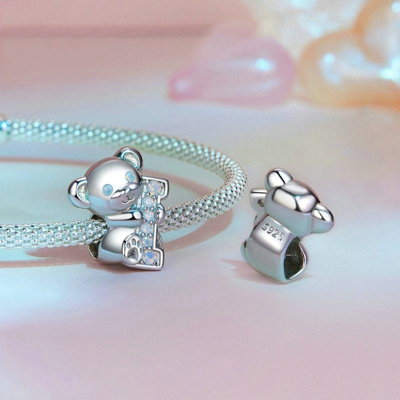 925 Sterling Silver Valentine'S Day Bear Beaded Diy Jewelry