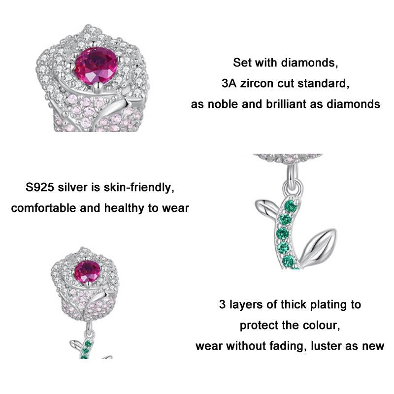 925 Sterling Silver Zirconia Rose Bracelet In