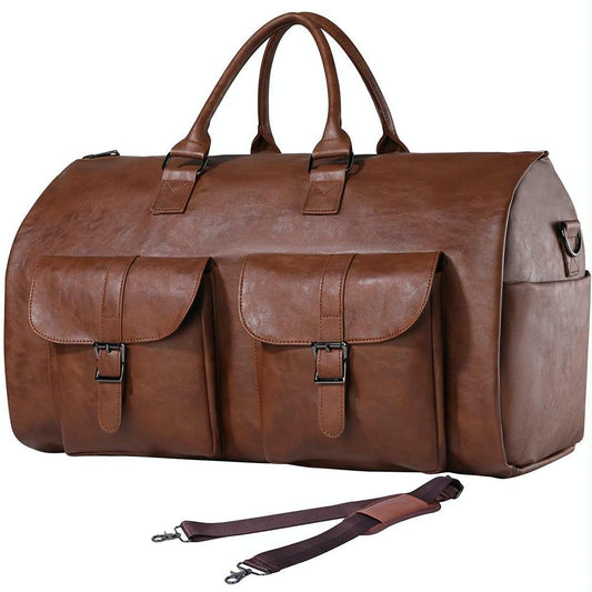 Compact Duffel Bag with Shoe Storage - Brown