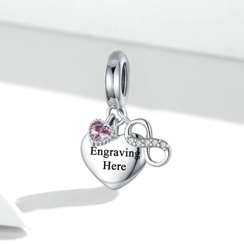925 Sterling Silver Endless Heart Zircon Bracelet Pendant