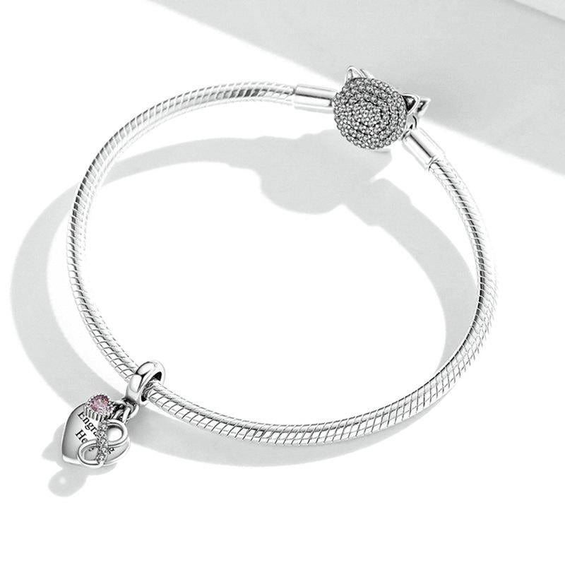 925 Sterling Silver Endless Heart Zircon Bracelet Pendant
