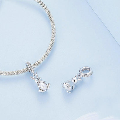 925 Sterling Silver Platinum Rabbit Pearl Bracelet