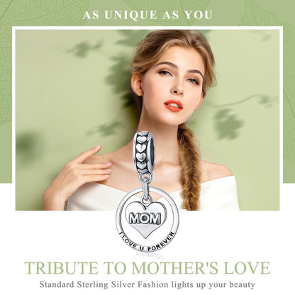 925 Sterling Silver Mothers Love Bead For Diy Bracelet Perfect Mother'S Day Gift Style - Bead