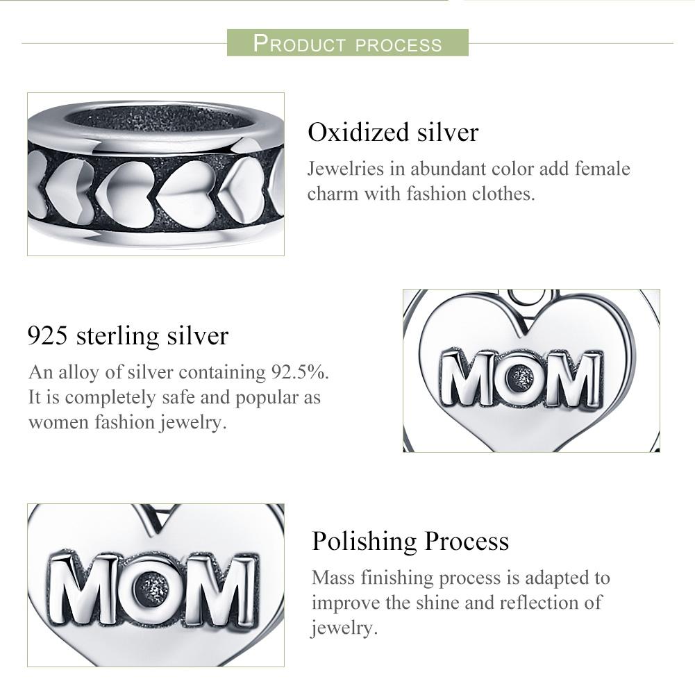 925 Sterling Silver Mothers Love Bead For Diy Bracelet Perfect Mother'S Day Gift Style - Bead