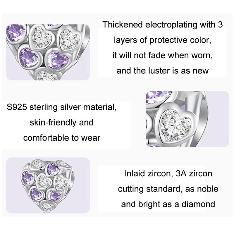 925 Sterling Silver Heart Infinity Bracelet With Zirconia Beads