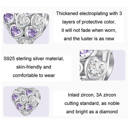 925 Sterling Silver Heart Infinity Bracelet With Zirconia Beads