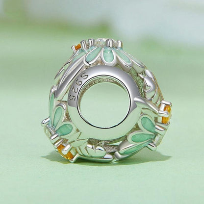 925 Sterling Silver Green Gradient Daisy Bee Bracelet