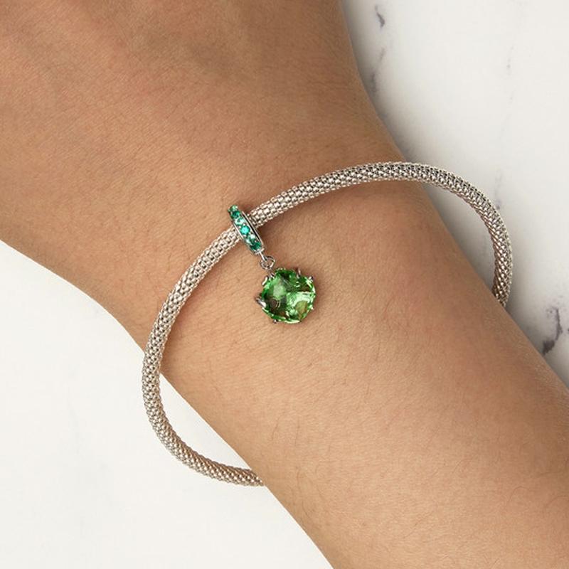 925 Sterling Silver Green Tree Life Pendant Bracelet