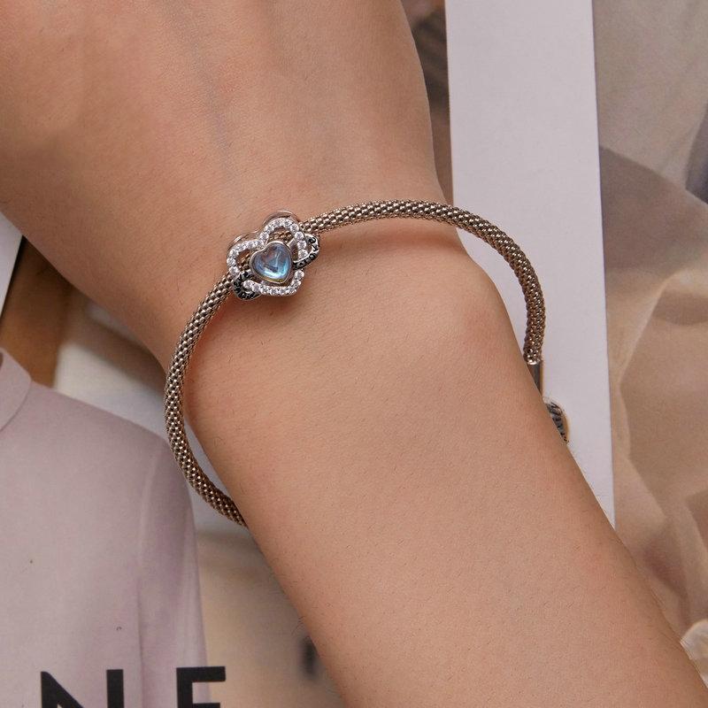 925 Sterling Silver Infinity Heart Bracelet With Zircon Beads