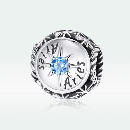 925 Sterling Silver Zodiac Zircon Bead Bracelet / Necklace Set Aries Style - Aries