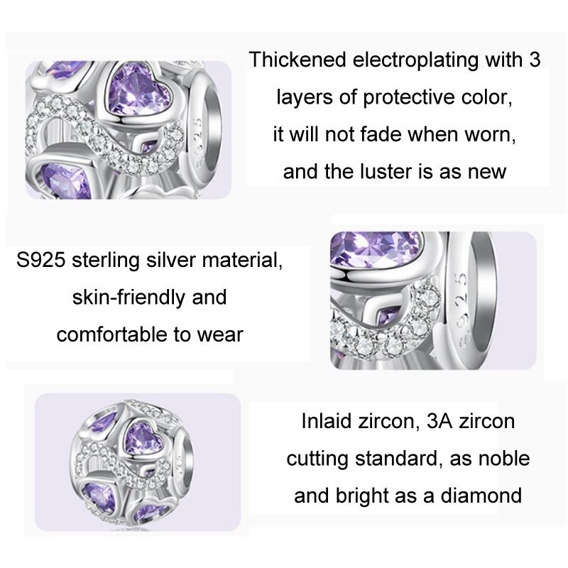 925 Sterling Silver Love Infinity Heart Zircon Bracelet