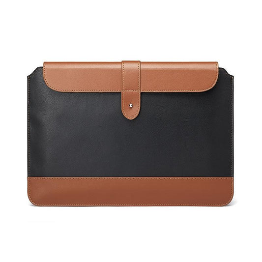 11-12 Inch Horizontal Microfiber Notebook Liner Bag in Black & Brown