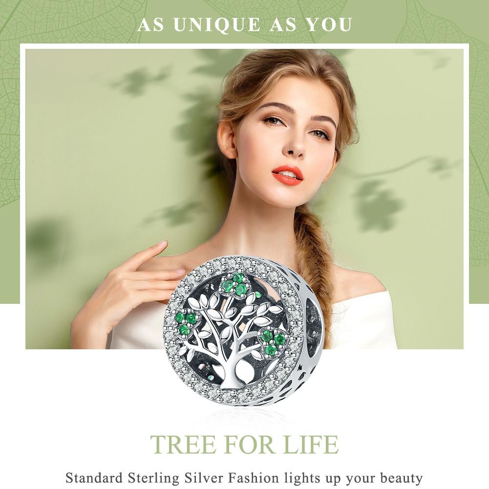 925 Sterling Silver Tree Of Life Diamond Pendant Bead Accessory Style - Bead