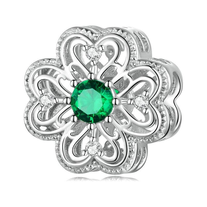 925 Sterling Silver Four Leaf Clover Beaded Bracelet