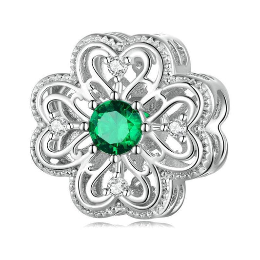 925 Sterling Silver Four Leaf Clover Beaded Bracelet