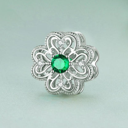 925 Sterling Silver Four Leaf Clover Beaded Bracelet