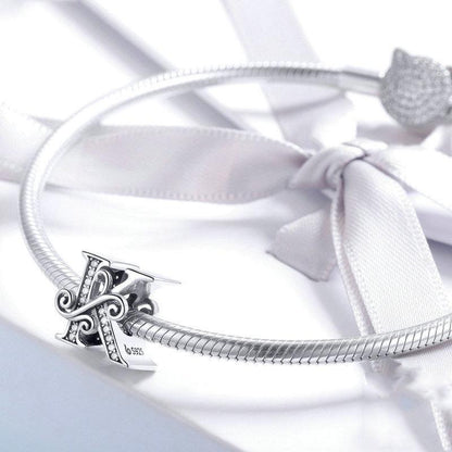 Diy Beaded Bracelet With Zircon Beads 26 Letters Style - A