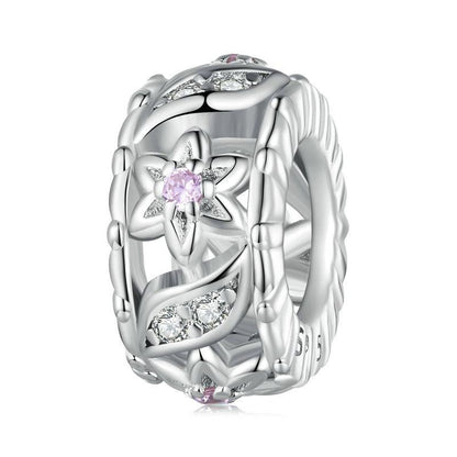 925 Sterling Silver Flower Hollow Pattern Bracelet With Zircon Beads