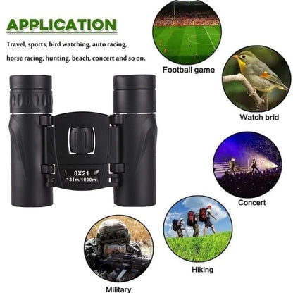High-power Mini Binoculars for Low-light Night Vision 8x21