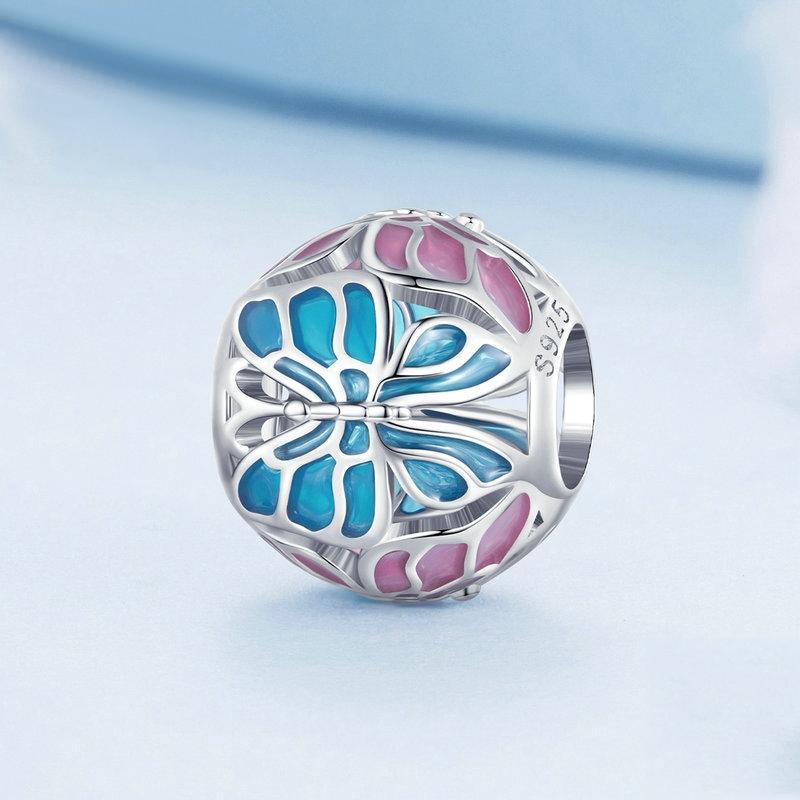 925 Sterling Silver Platinum Plated Butterfly Bracelet In