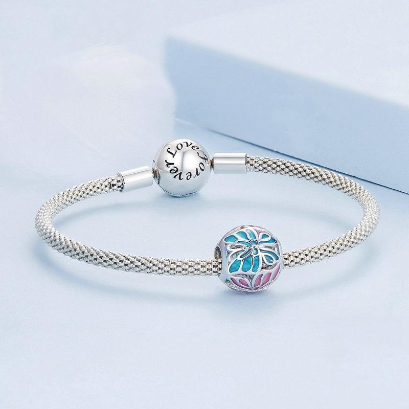 925 Sterling Silver Platinum Plated Butterfly Bracelet In