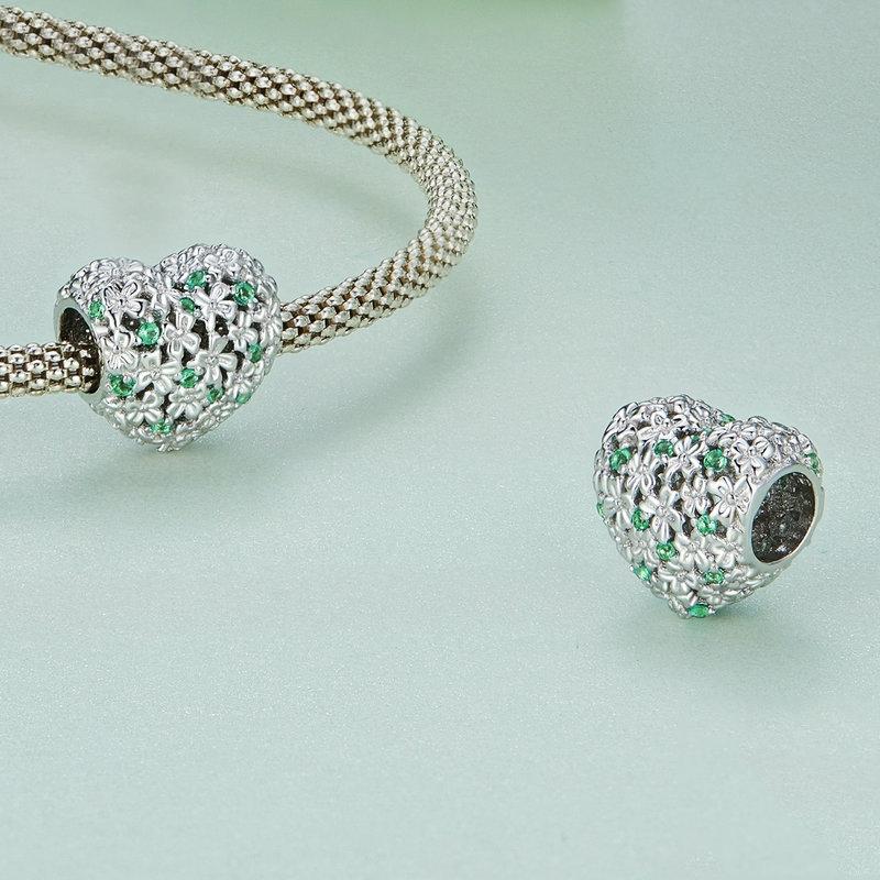 925 Sterling Silver Green Zircon Clover Beads