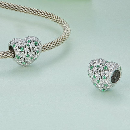 925 Sterling Silver Green Zircon Clover Beads