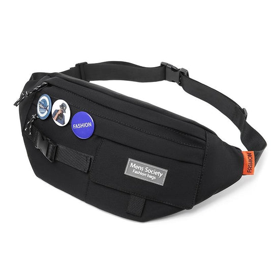 Chest Shoulder Messenger Bag Badge - Black + Badge