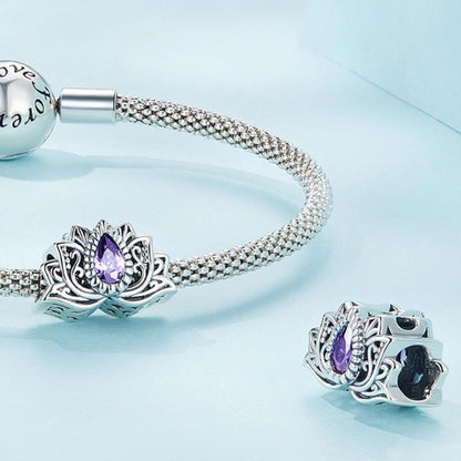 925 Sterling Silver Zircon Lotus Bracelet