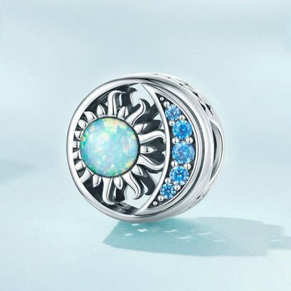 925 Sterling Silver Opal Sun Star & Moon Bracelet