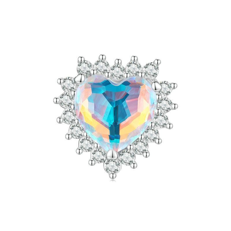 925 Sterling Silver Heart Charm Glass Bead Bracelet