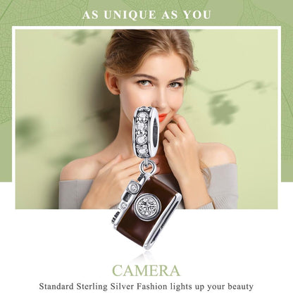 925 Sterling Silver Retro Camera Pendant For Diy Bracelets And Necklaces Style - Pendent