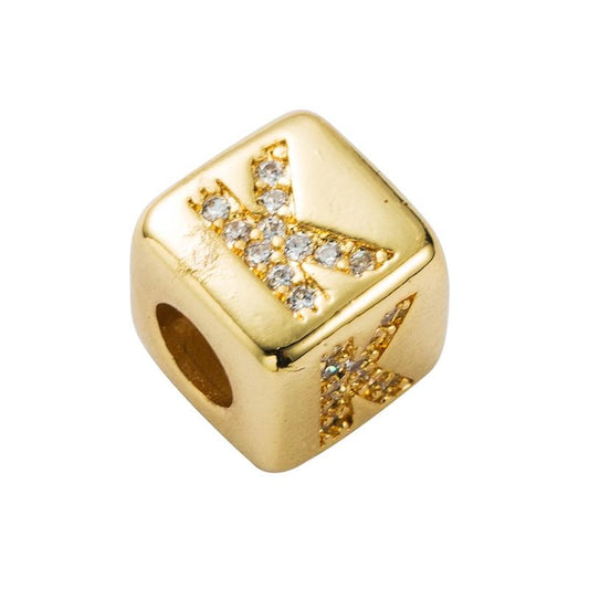 Brass Micro Inlaid Couple Red String Pull Diy Bracelet English Letter Beads Style - K