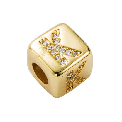 Brass Micro Inlaid Couple Red String Pull Diy Bracelet English Letter Beads Style - K