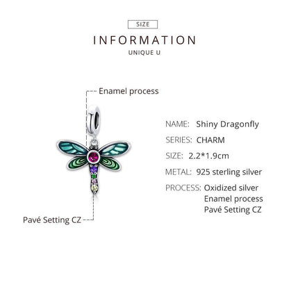 925 Sterling Silver Dragonfly Pendant For Diy Bracelets & Necklaces